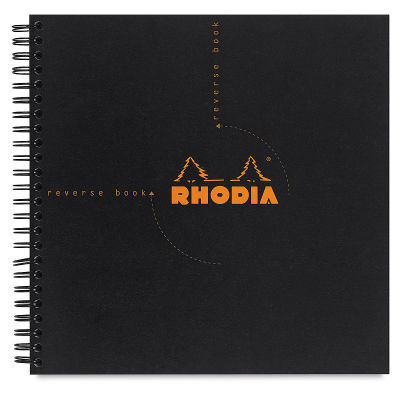 Rhodia Reverse Wirebound Notebook - Black, Graph, 8-1/4" x 8-1/4"