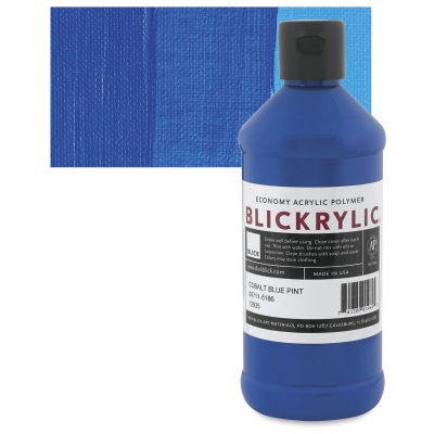 Blickrylic Student Acrylics - Cobalt Blue, Pint bottle and swatch