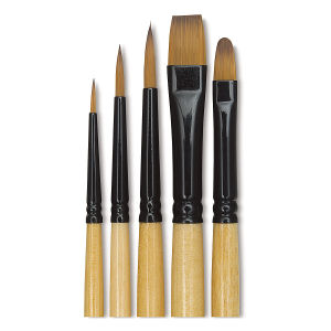 Dynasty Black Gold - Set of 5 containing Bright, Rounds, and Filbert Brushes