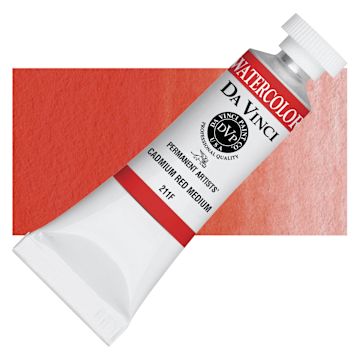 Open in modal - Da Vinci Artists' Permanent Watercolor - Cadmium Red Medium (CL), 15 ml tube and swatch