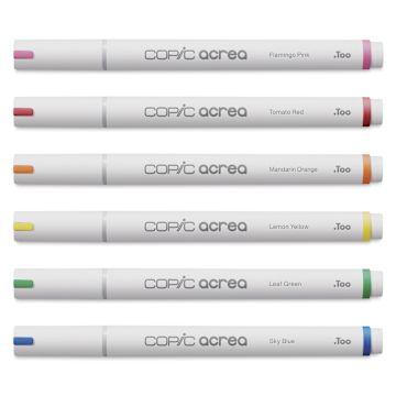 Open in modal - Copic Acrea Paint Markers - Vivid Colors, Set of 6, markers laid out