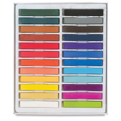 Blick Studio Pastels - Set of 24 Assorted Colors. Open tray of pastels in two rows.