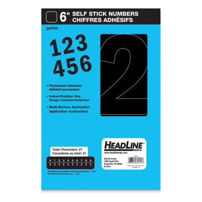 Headline Vinyl Letters and Numbers – 6” Numbers, Gothic, Black