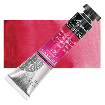 Open in modal - Sennelier French Artists' Watercolor - Rose Madder Lake, 21 ml Tube and swatch