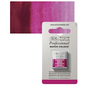 Open in modal - Winsor & Newton Professional Watercolor - Quinacridone Magenta, Half Pan and swatch