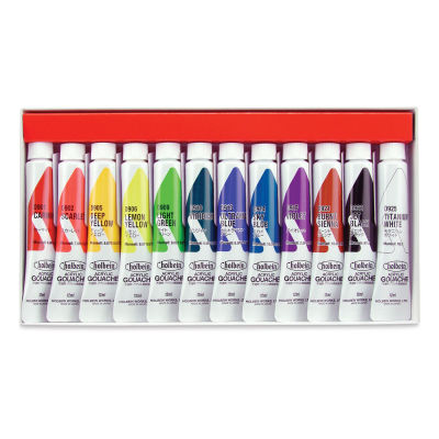 Holbein Acrylic Designer Gouache - Set of 12, 12 ml Tubes. In package.