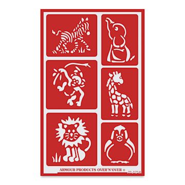 Open in modal - Armour Over ‘N’ Over Glass Etching Stencil - Baby Zoo Animals