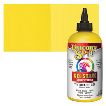 Open in modal - Unicorn Spit Gel Stain and Glaze - Lemon Kiss, 8 oz - Bottle and Swatch