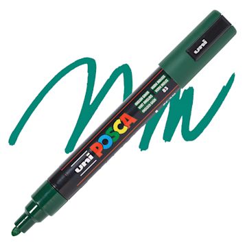 Open in modal - Posca Paint Marker - English Green, Bullet Tip, 2.5 mm - swatch and marker
