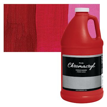 Open in modal - Chromacryl Students' Acrylic - Cool Red, 64 oz bottle and swatch