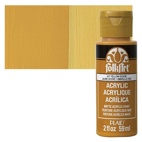 FolkArt Matte Acrylic Paint Yellow Ochre, 2 oz, Bottle BLICK Art