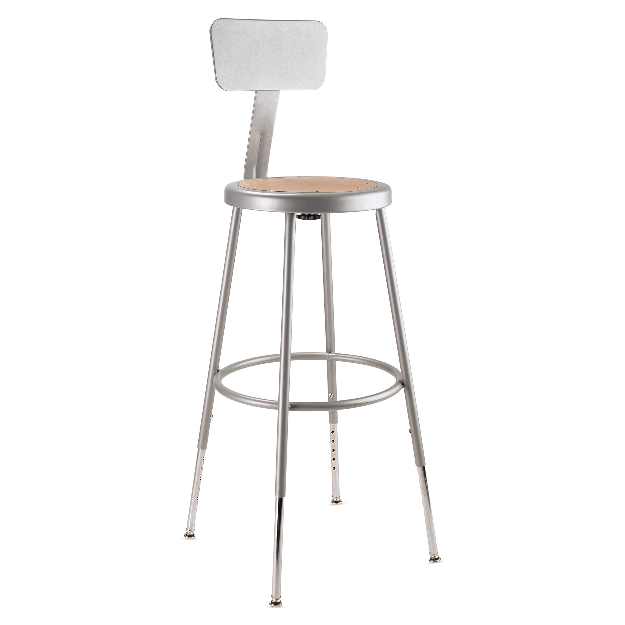 National Public Seating Corp Adjustable Stool with Backrest - Gray, 25' to 33'