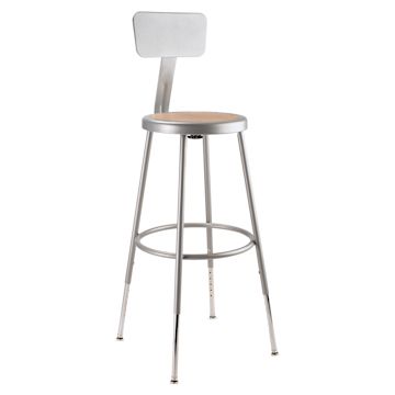 Open in modal - National Public Seating Corp Adjustable Stool with Backrest - Gray, 25" to 33", side