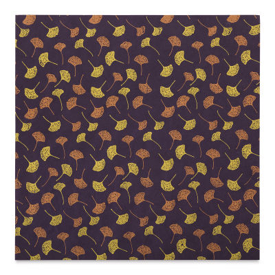 Thai Mulberry Screenprinted Ginkgo Leaf Decorative Paper - Full sheet shown
