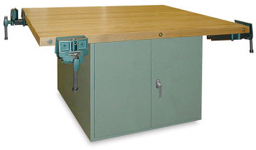 Hann Four-Station Locker-Type Workbench - showing 4-Door Workbench with 4 Woodworking Vises