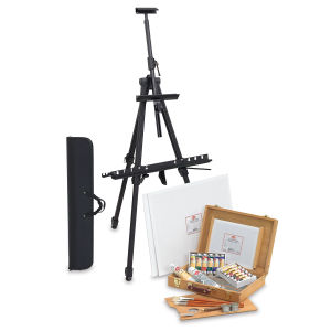 Utrecht Artists' Oil Paint Set, Deluxe Wood Box & Easel Kit