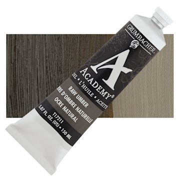Open in modal - Grumbacher Academy Oil Color - Raw Umber, 150 ml tube and swatch