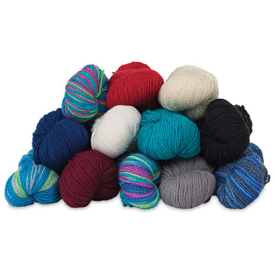 HiKoo CoBaSi Yarn - Pile of 12 balls of different color yarn
