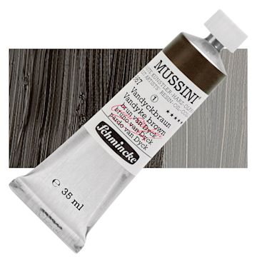 Open in modal - Schmincke Mussini Oil Color - Vandyke Brown, 35 ml tube and swatch