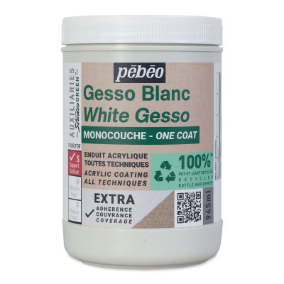 Pebeo Studio Green Gesso - One Coat White, 945 ml