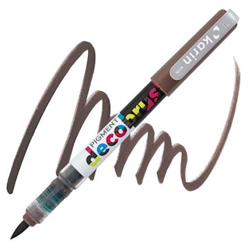Open in modal - Karin Pigment Decobrush Marker - Sepia marker and swatch
