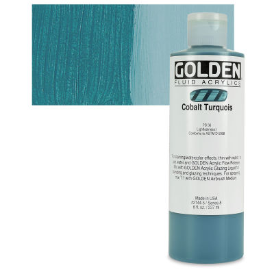 Golden Fluid Acrylics - Cobalt Turquoise, 8 oz bottle
