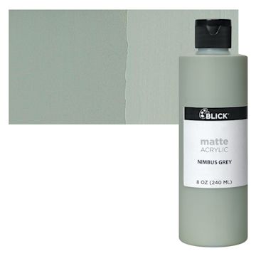 Open in modal - Blick Matte Acrylic - Nimbus Gray, 8 oz bottle and swatch