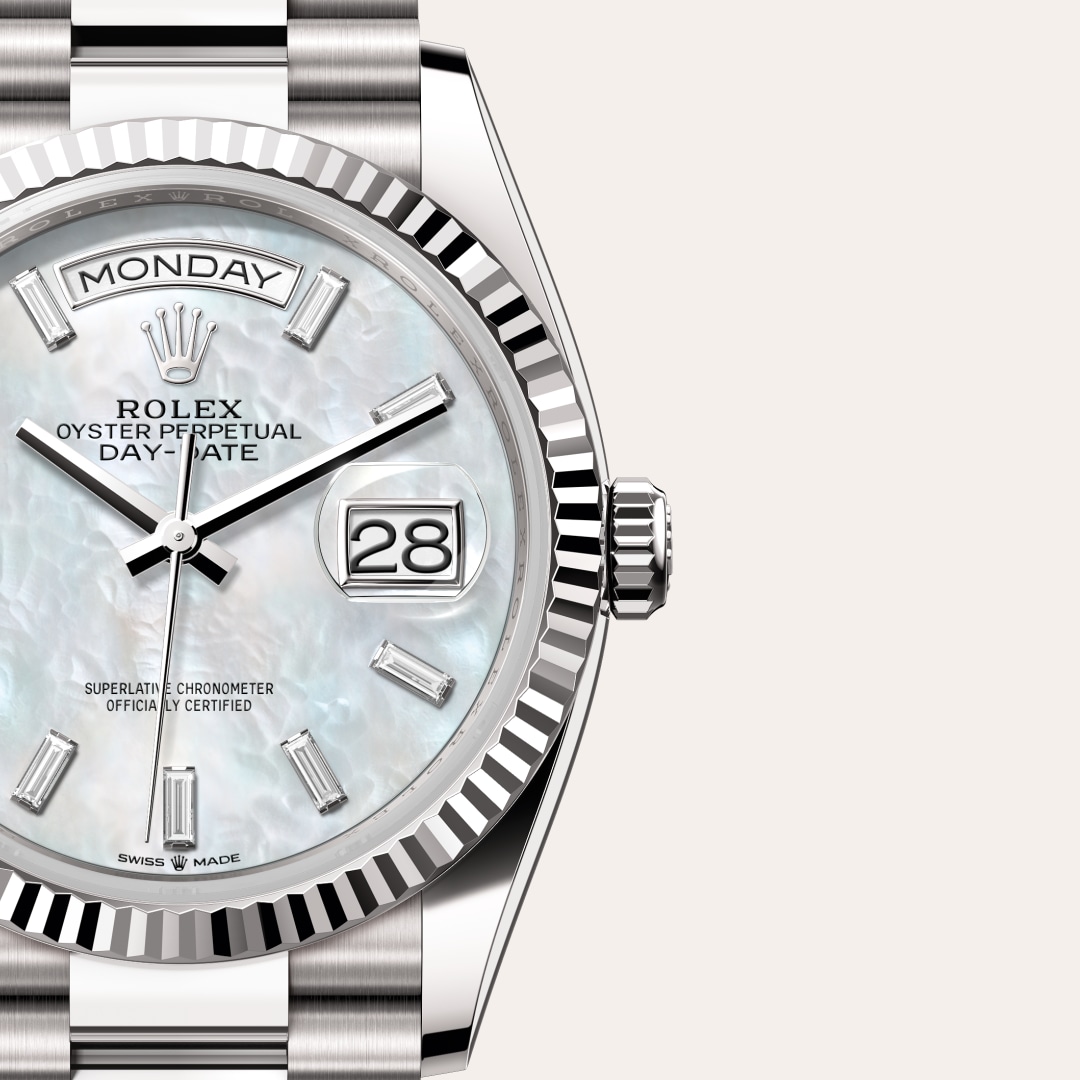 39×50. Rolex Day-Date 36 18 ct White Gold, M128239-0065