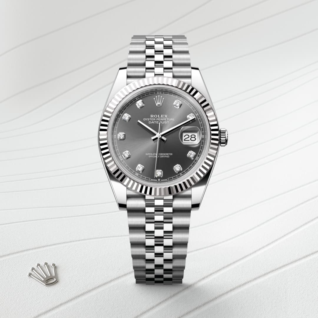 CPU spsy Rolex Datejust 41 Steel 18K White Gold Rhodium Index Dial