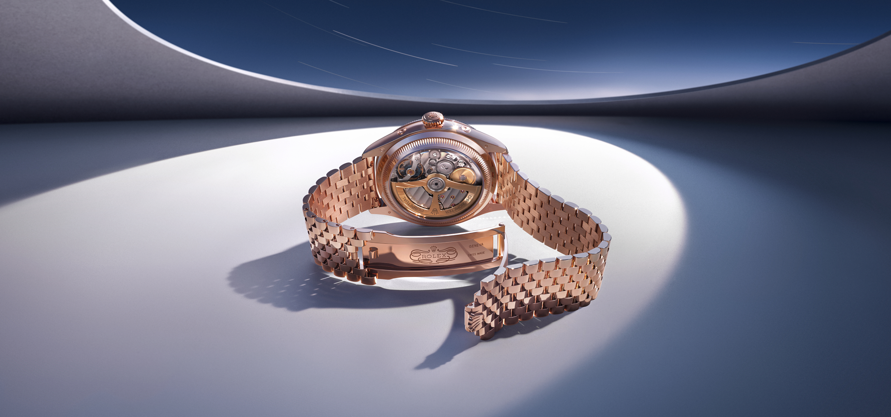 Rolex Perpetual Padellone transparent case back