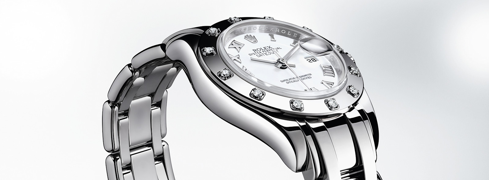 Rolex Pearlmaster in white gold with diamond-set bezel