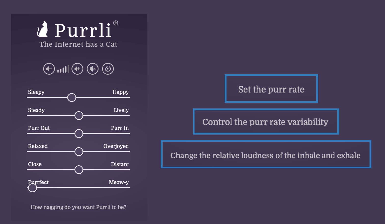 The Purrli app making your computer purr. It's highly configurable.