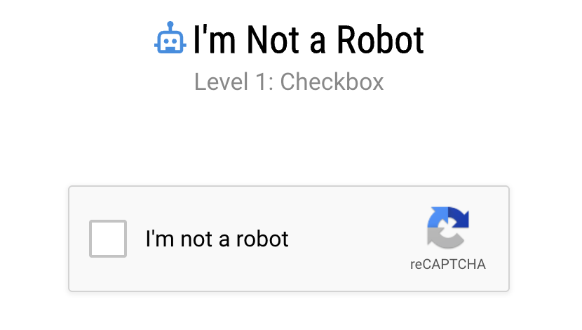 Well know "I'm not a robot" widget