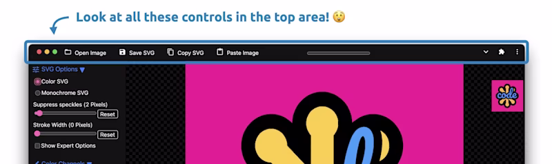 A PWA with controls in the top area