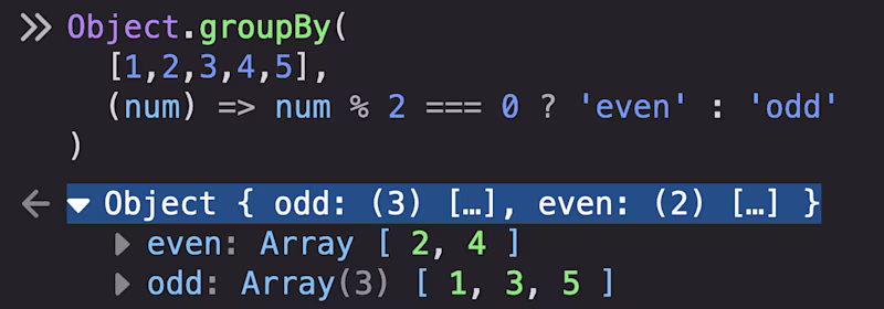 Object.groupBy example