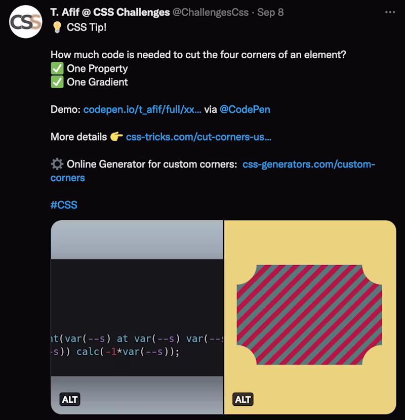 Tweet from CSSChallenges