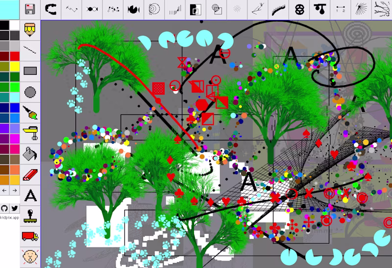 A drawing editor that shows a chaotic painting