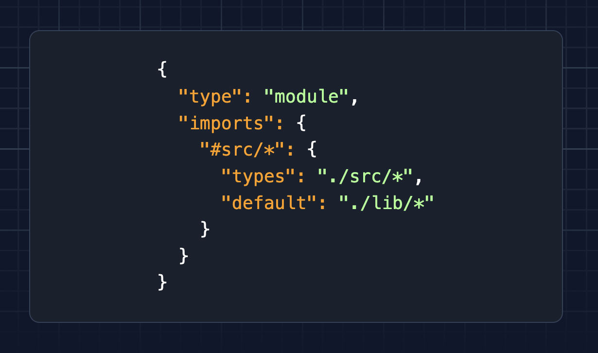 { "type": "module", "imports": { "#src/*": { "types": "./src/*", "default": "./lib/*" }, "#test/*": { "types": "./test/*", "default": "./test/*" } } }