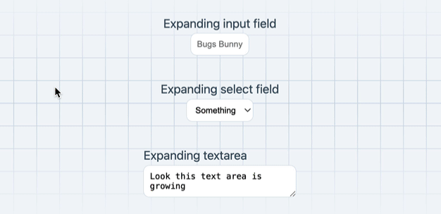 Input, select and textarea elements expanding depending on the content.