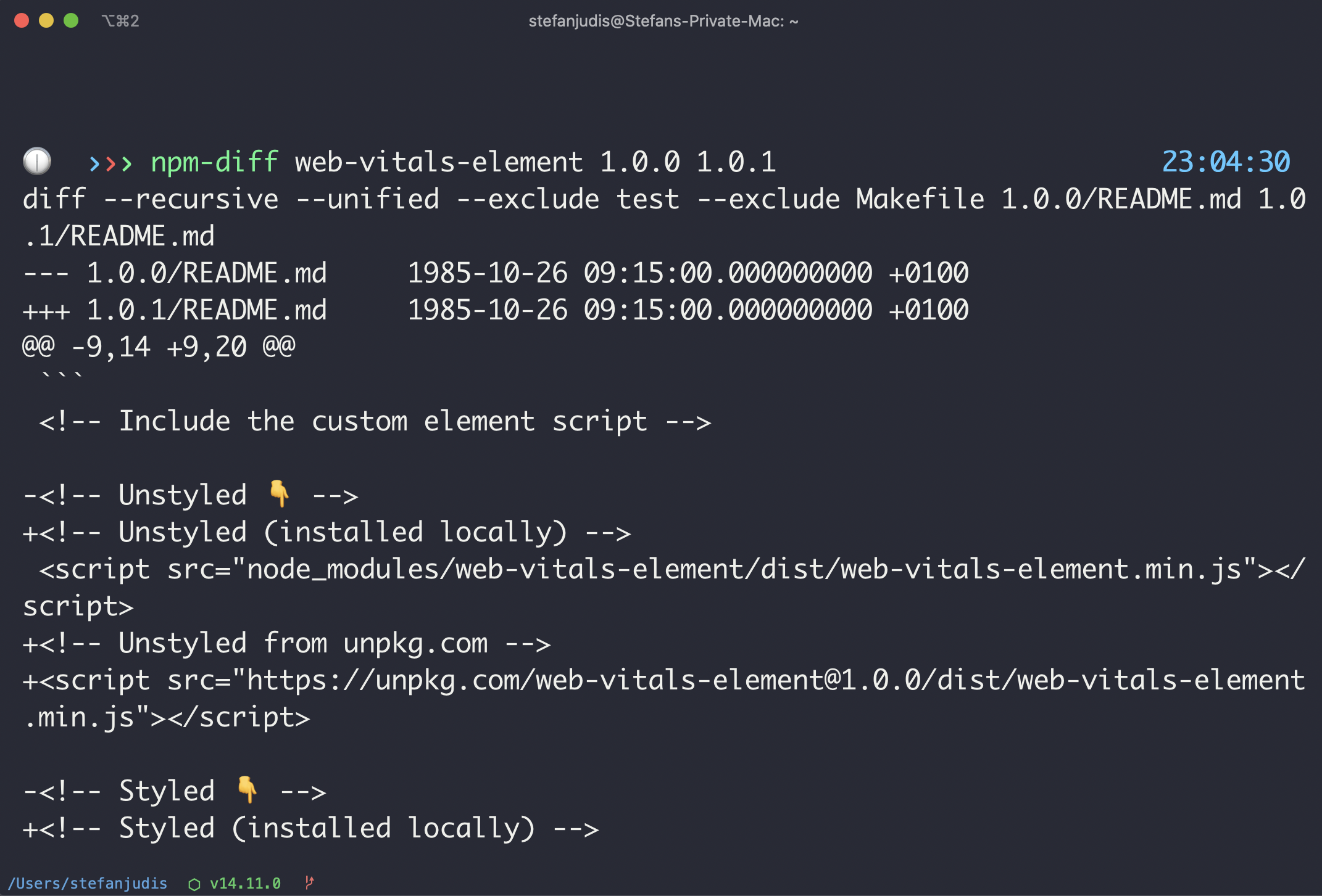 CLI with npm-diff uncolored output