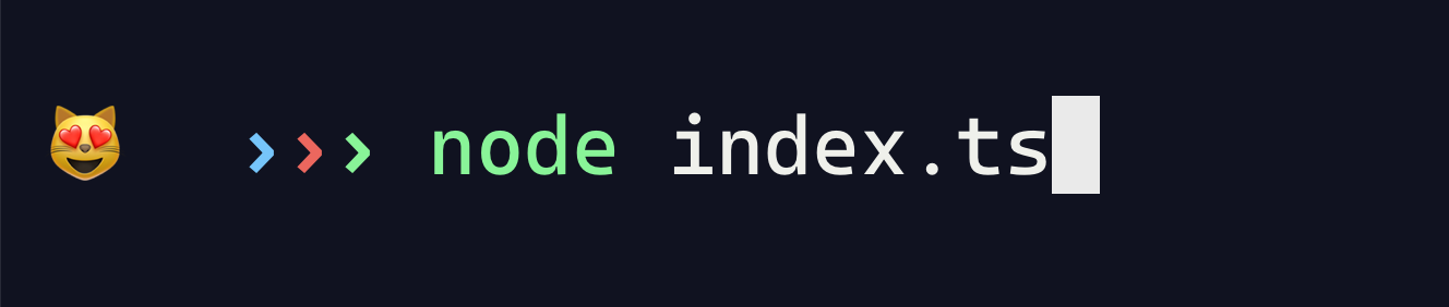 Terminal session with the command "node index.ts"
