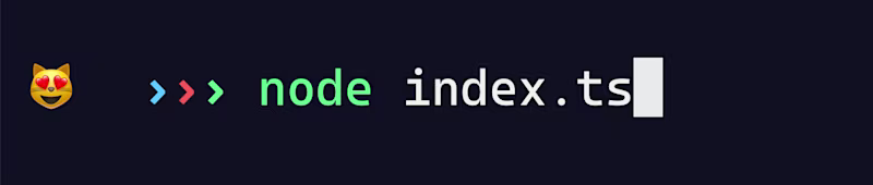 Terminal session with the command "node index.ts"