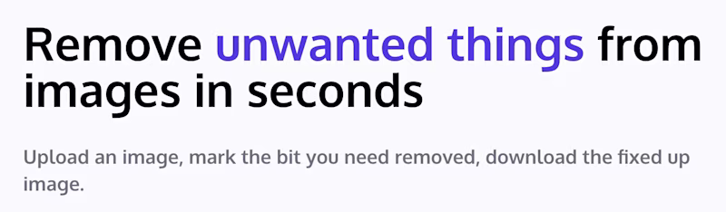 Remove unwanted things from images in seconds.