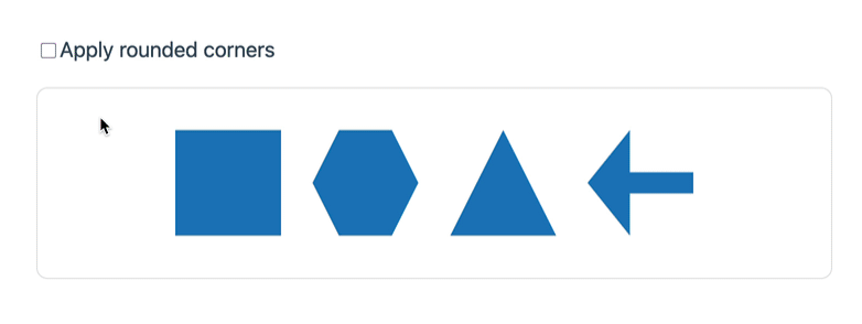 Geometrical figures whose corners will be rounded when clicking "apply rounded corners".