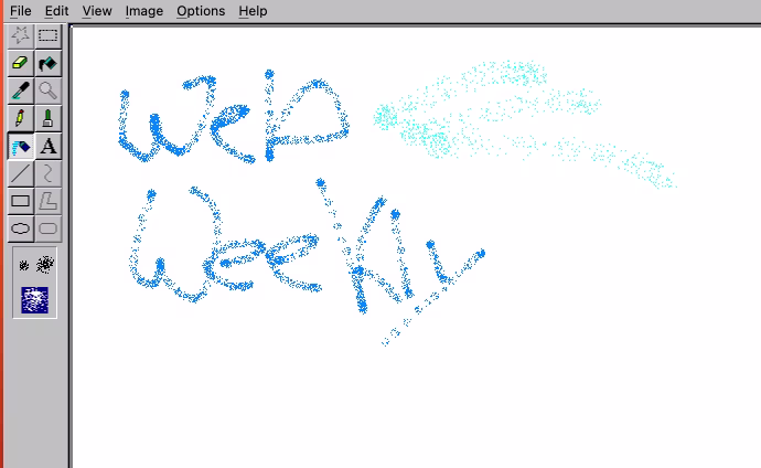 MS Paint screenshot with a sprayed "Web Weekly"