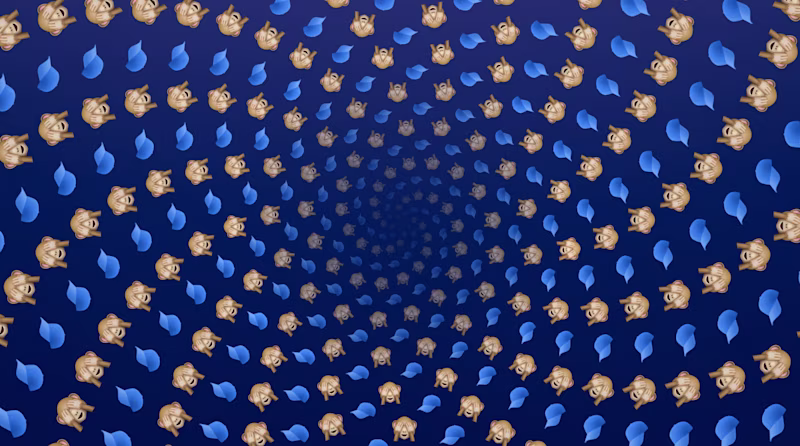 An wallpaper built of basecaps and the 🙈 emoji.