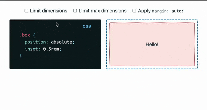 Example showing how to apply margin: auto to absolutely positioned elements.