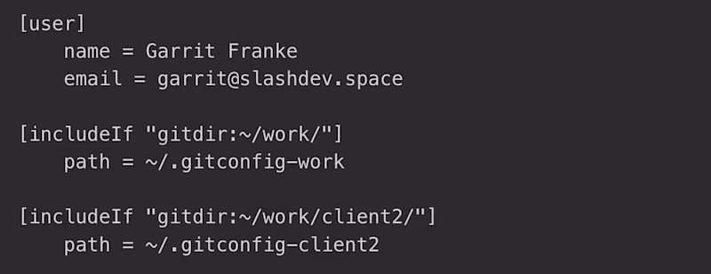 A gitconfig that requires different files depending on the git directory