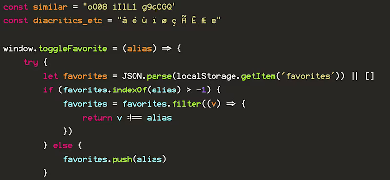 Preview of a programming font.