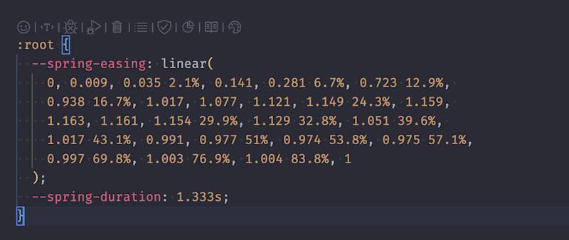 A complex CSS linear easing definition.